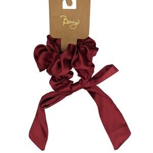 Berry Holiday Red Hair Scrunchie Bow Set Ponytail Holder Accessories
